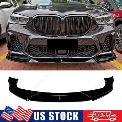 R Style Gloss Black Front Bumper Lip Splitter For 2020-2023 BMW F95 X5M Pre-LCI