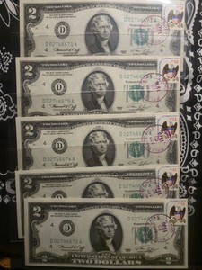 5 Unc Consecutive 1976 $2 First Day Issue Bellfontaine Ohio