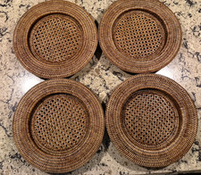 Rattan Wicker Plate Chargers 12.5 Total Inser...