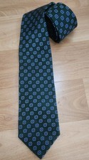Brooks Brothers 346 Silk Tie Necktie Green w Blue Squares SPOTLESS Made in USA