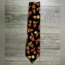 Ungaro Navy Floral Print 100 Silk Tie 57.5  Long 3.5  Wide Spring Work Career