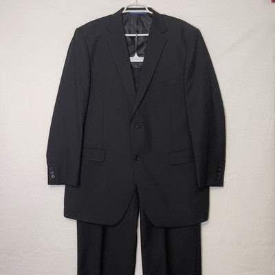Giorgio Napoli Men's Black 2 Piece Suit Set 46L Jacket 40x29 Pants Classic Fit