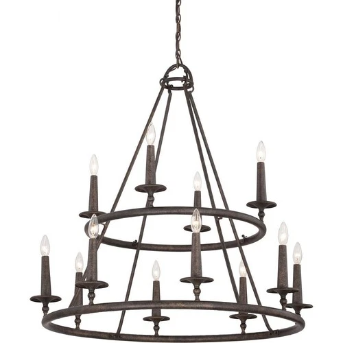 Voyager Chandelier 12 Light Steel - 36 Inches high Chandelier Quoizel Lighting - Picture 7 of 7