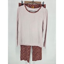 Lands End Womens Sz S Long Sleeve Pajama Set Lt Pink Floral Lounge Pants