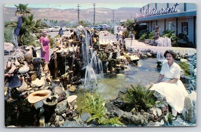 Marineland Restaurant Palos Verdes CA Waterfall Women Vintage Postcard