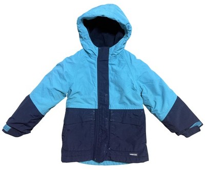 Lands' End Ski Jacket Youth 5-6 Blue Colorblock Hooded Waterproof Insulated