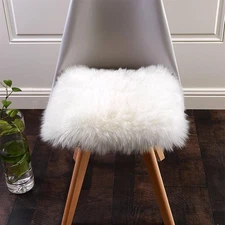 White Small Faux Fur Sheepskin Throw Rug Fluffy Shag Fur Chair Cover Pad Wash...