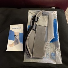 New Gray One Size Ankle Brace Sprains Achilles Stabilizer Support w/Metal Bars.