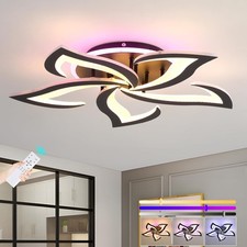 Deckenlampe LED dimmbar Blütenblätter schwarz 50W Fernbedienung moderne Leuchte