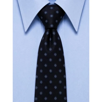 Kenneth Gordon New Orleans Mens Silk Tie Navy Blue Geometric Medallion Italy - Image 1 of 4
