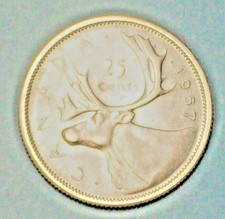 CANADA  ( 1 ) COIN  25 CENTS  1957  EXTRA FINE  0.8000   SILVER