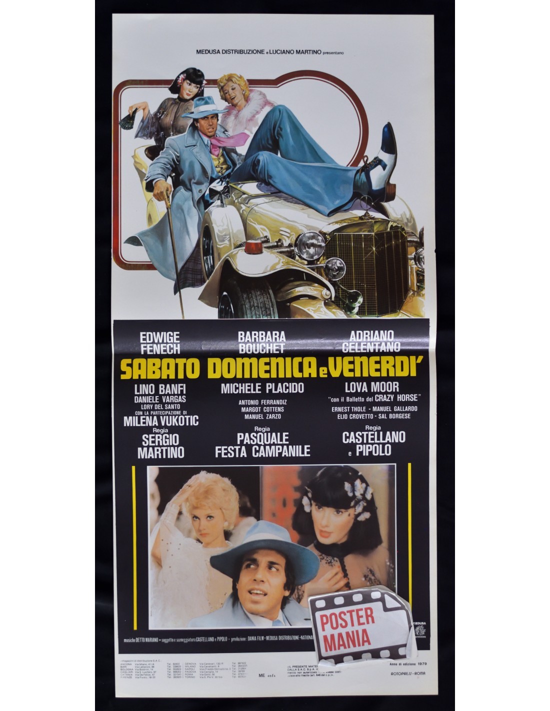 Locandina originale film Sabato, domenica e venerdì (1979) - Regia di Franco Castellano, Pasquale Festa Campanile, Pipolo, Sergio Martino