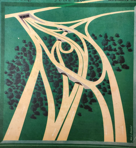 Autostrade Hans J Barschel Art Vintage 1938 Fortune rivista copertina solo stampa - Foto 2 di 9