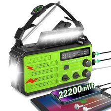 Emergency Radio with Solar  Hand Crank Radio 22200mWh 6000mAh NOAA Emergen...
