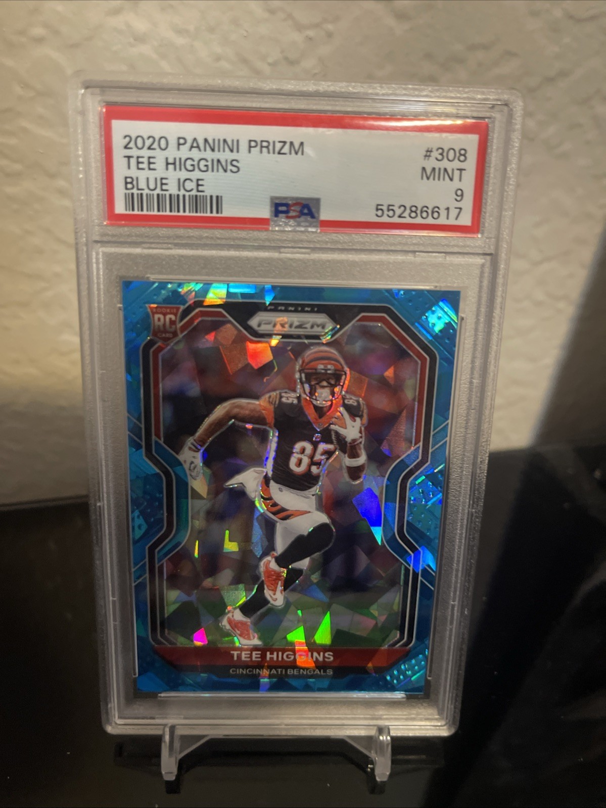 2020 Panini Prizm Rookie Tee Higgins #308 Blue Ice Prizm /99 (RC)