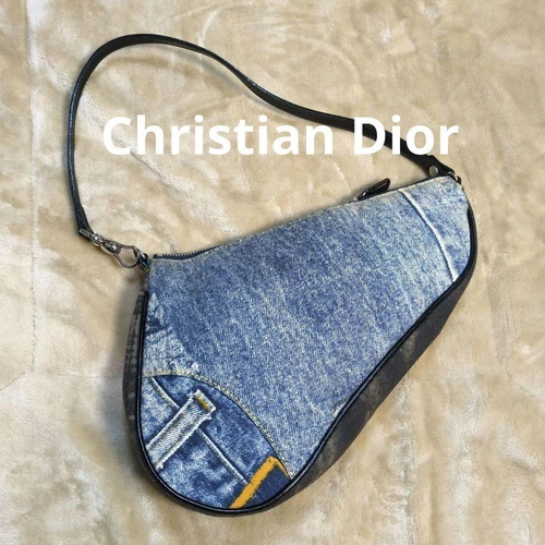 Sac bandoulière Dior Christian pochette selle denim occasion design unique