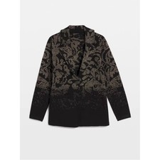 Chico's Lurex Jacquard Black Blazer with Gold Metallic Knit NWT