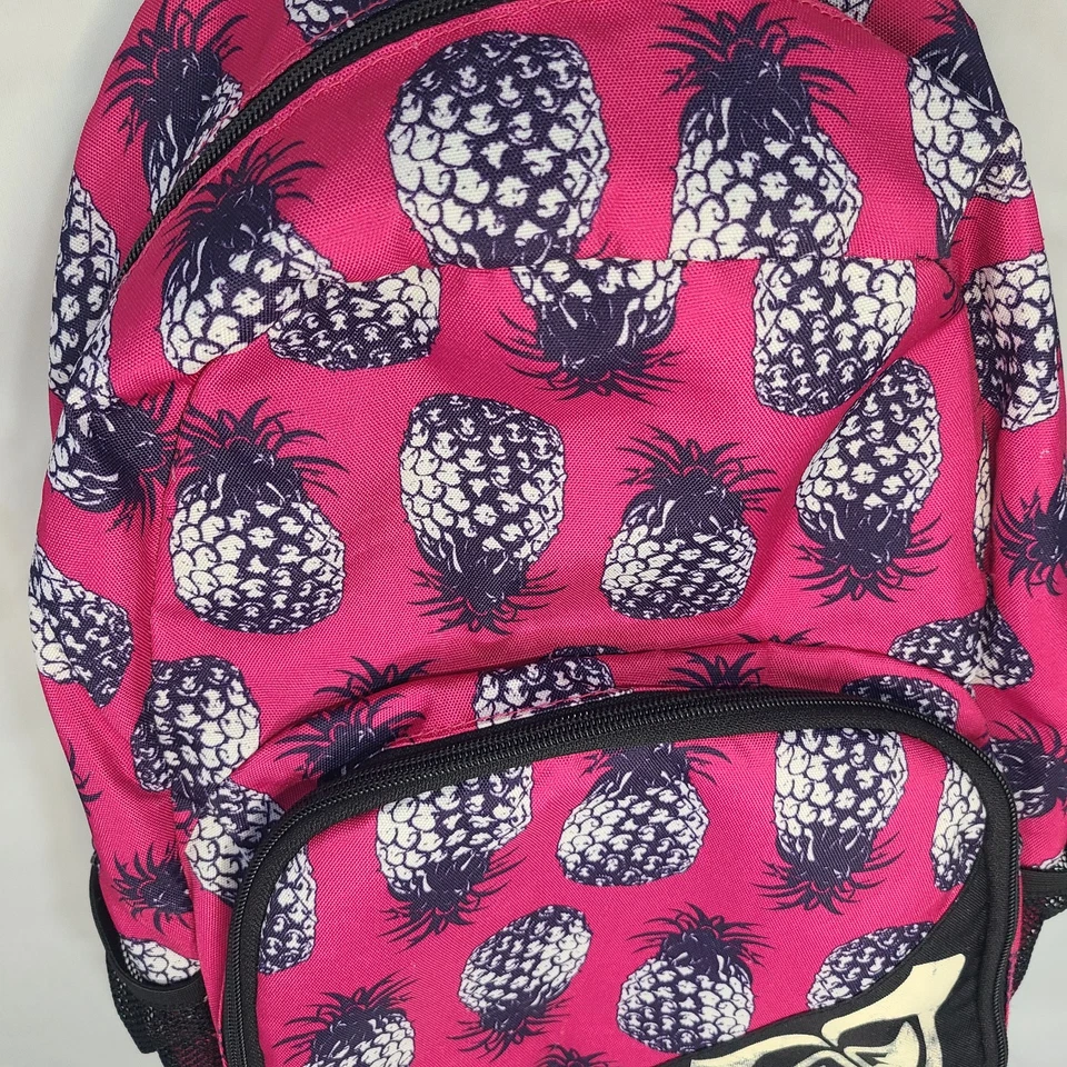 Mochila Roxy Rosa Piña Tropical Bolso para Libros 2 Bolsillos 18" Fruta Acolchada Correas Foto 3 de 4