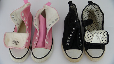 Turnschuhe 2 Paare Gr. 34 + 35 Mädchen Boots Pailetten Schwarz, Pink Angesagt