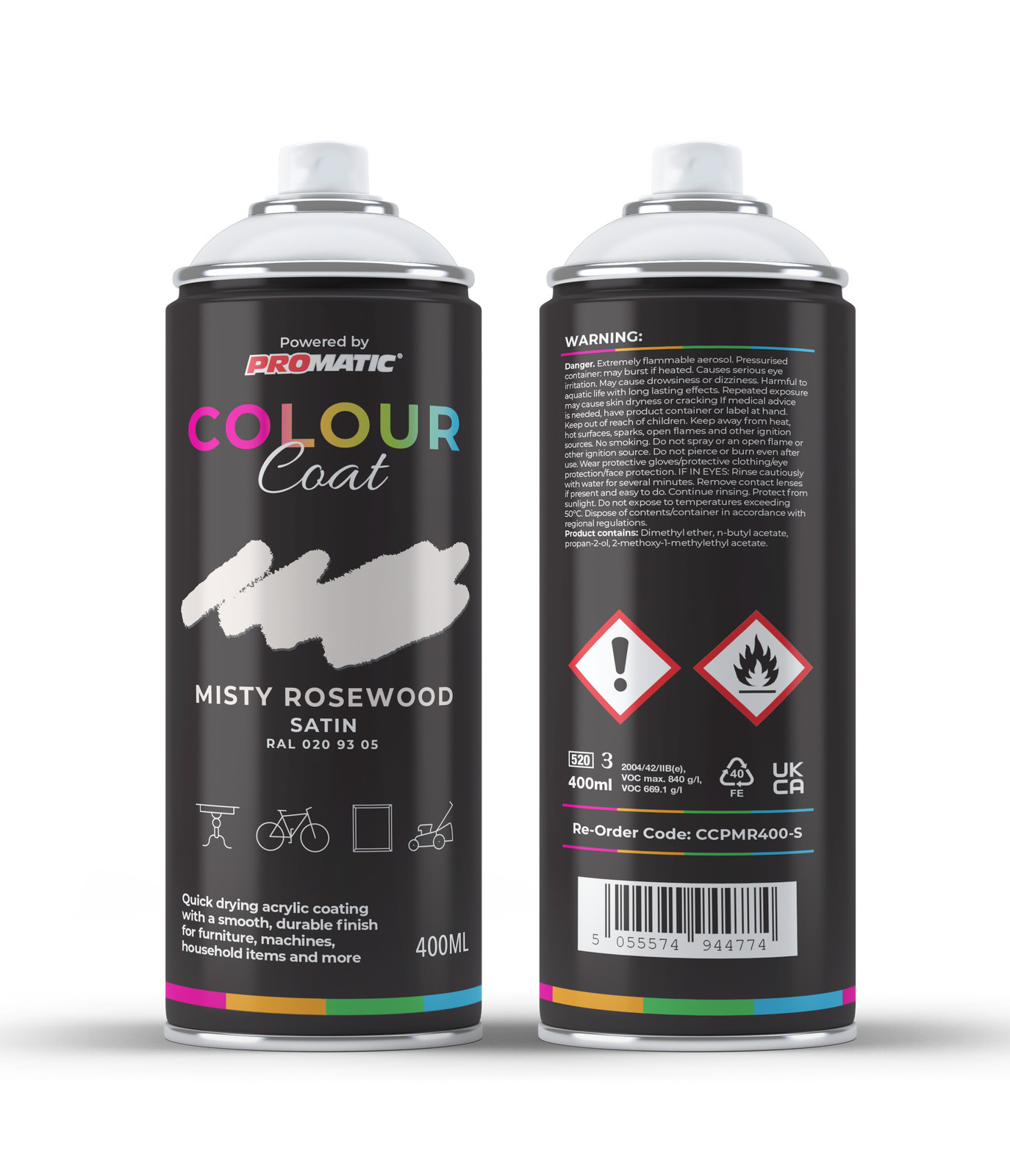 Pro-Matic Colour Coat Misty Blossom White Satin RAL 020 93 05  Spray Paint 400ml