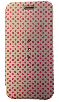 White Diamonds Girly Edition Crystal Booklet Case for iPhone 6 - Pink/Dots