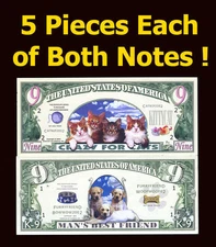 SET USA Fantasy 10 notes (5 pieces of each note) 2002, Cats and Dogs Set F
