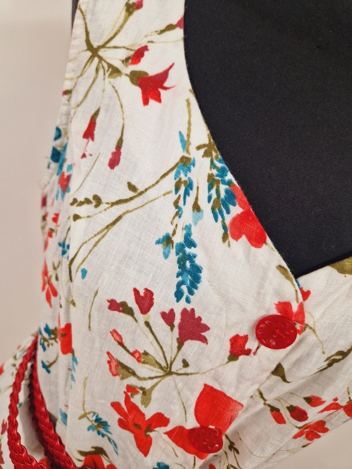 Per Una white and red linen dress size 16 belted button up shirt