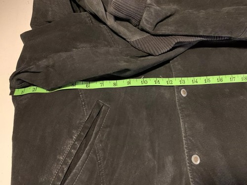 Vintage 1990s No Fear Black Suede Leather Mens Jacket Sz Large Embroidered Logo - Picture 13 of 15