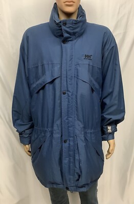 vintage HELLY HANSEN HellyTech Windproof Long Hooded Windbreaker Parka XL