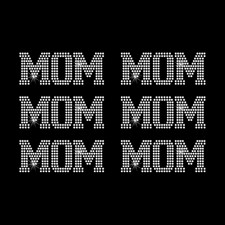 Rhinestone Transfer " MOM 2 inch Tall " 6 pcs. Iron On, Hotfix , Bling