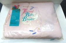Vintage Penneys Toddle Time Thermal Blanket 36 X 50" Pink w/Ducky-Nylon Binding