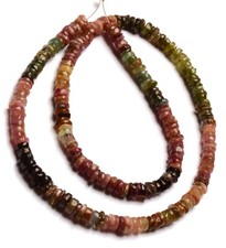 Natural Rainbow Tourmaline Gems 5.5 mm Size Smooth Heishi Shape Beads 16" Strand