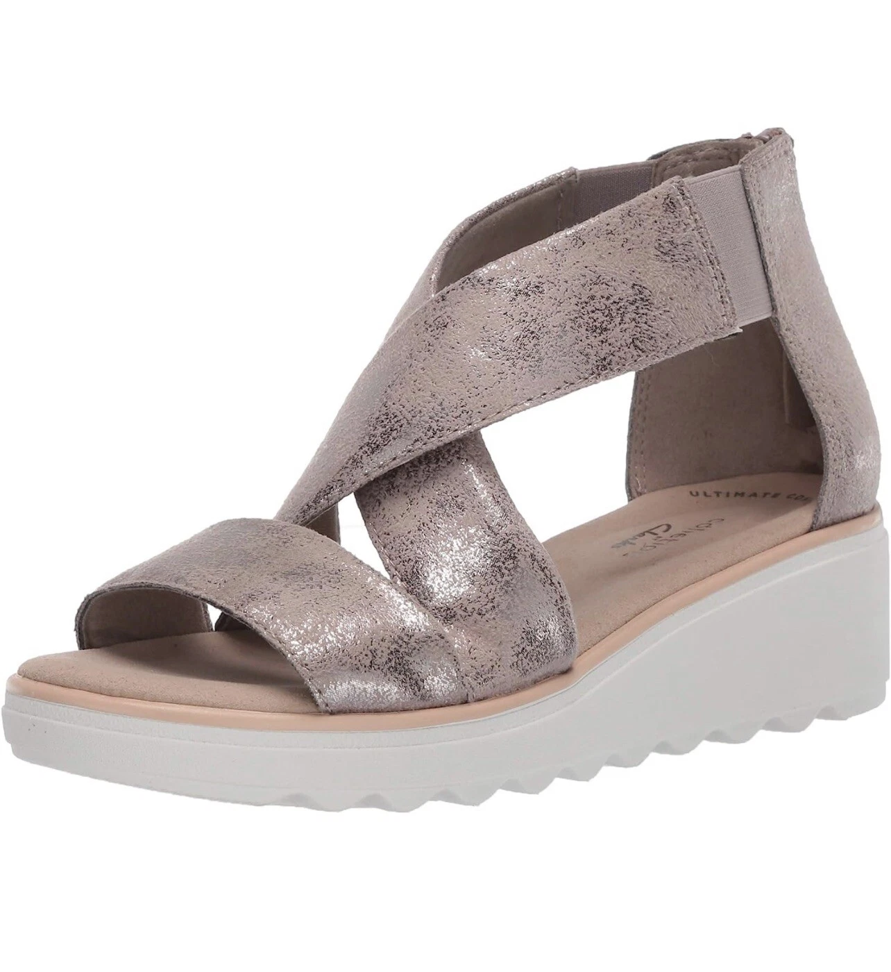 Sandali Clarks Ultimate Comfort cinturino alla caviglia beige pelle donna taglia 8 M NUOVI