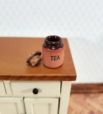 Dollhouse Miniature Terra Cotta TEA Jar Bin with Cork Top 1:12 Scale Kitchen