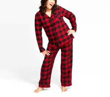 WONDERSHOP WOMEN'S 2 PIECE "RED BUFFALO CHECK" FAMILY SLEEP SET SIZE M  NEW 