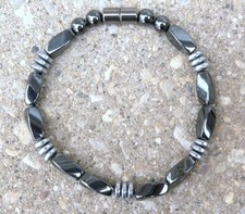 100 Magnetic Hematite Silver n Black DISC Bracelet Anklet Necklace