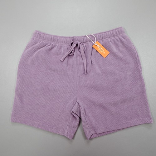 Negative Space Textured Cord Shorts Purple Elastic Waist Drawstring Men's Size L