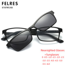 Unisex TR90 Square Nearsighted Glasses Magnetic Clip On Polarized Sunglasses Hot