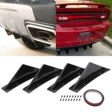 4x Universal Lower Rear Body Bumper Diffuser Shark Fin Kit Spoiler Carbon Fiber