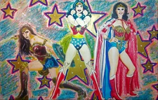 WONDER WOMAN ORIGINAL ART 11X17 Comic Book Drawing Carter Gadot Full Color* Mint