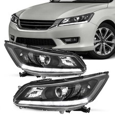 For 2013-2015 Honda Accord Sedan Wled Drl Black Clear Corner Headlights 13-15