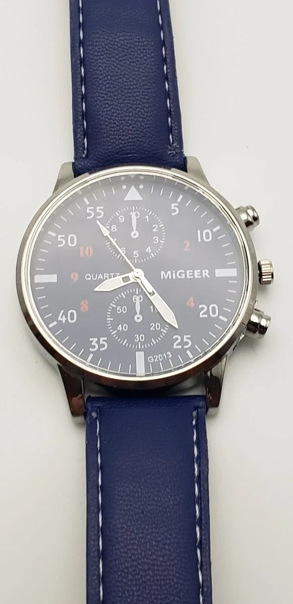 MiGEER Men s Quartz Watch. Blue Dial Blue Band. New Battery