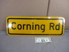 Vintage CORNING ROAD Black & Yellow Beecher IL Street Traffic Sign 24" RETIRED