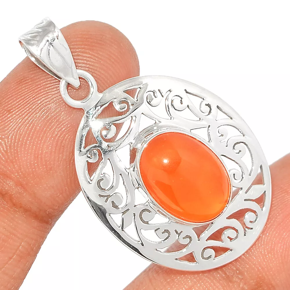 Sterling silver cheap carnelian pendant