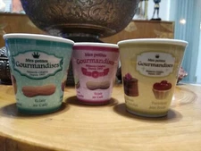 3 Totally Addict porcelain shot glasses, small cup. Mes Petites French pastries