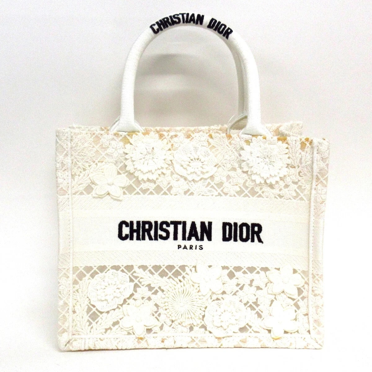 Auth DIOR/ChristianDior Book tote bag   Blanc coton fibre chimique