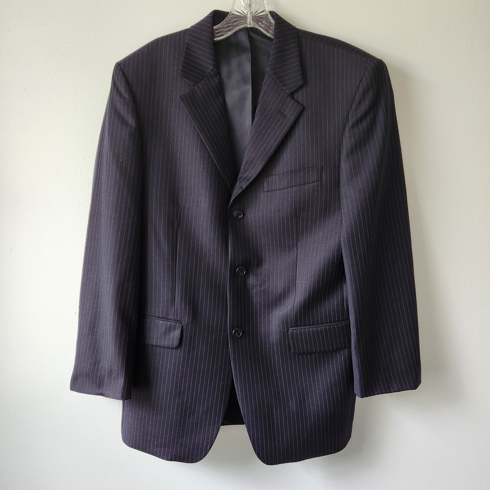 Jones New York Blazer Jacket Men's 38R Black White Stripe Woven Lined 3 Button