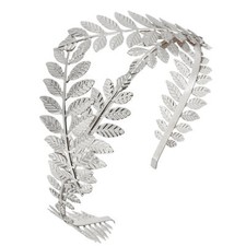 Elegant Classic Leaf Headband for Women for Girls 6.30"x5.12" Silver Tone 1 Pc