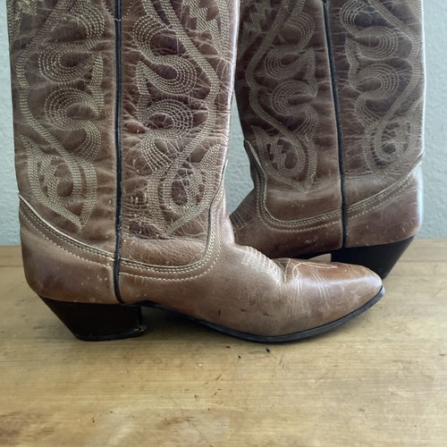 Oak Tree Farms Womens Brown Leather Cowboy Western Boots Sz 6M - Picture 3 of 13