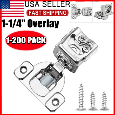 1-1/4'' Overlay Soft Close Face Frame 105° Compact Cabinet Hinge Handware Lot